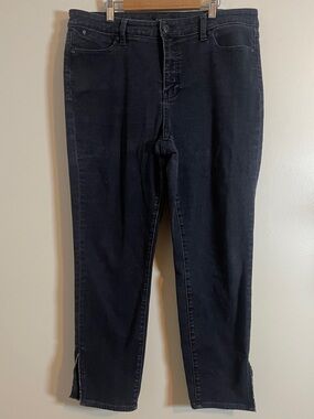 Talbots Jeans Womens 14 Ash Black Slim Ankle Straight Rhinestone Cute Minimalist